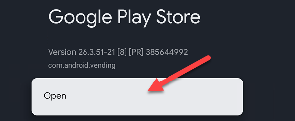 Выберите «Открыть», чтобы запустить полный Google Play Store.
