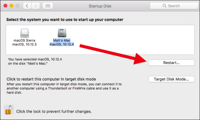 Выберите внутренний диск и нажмите «Перезагрузить»