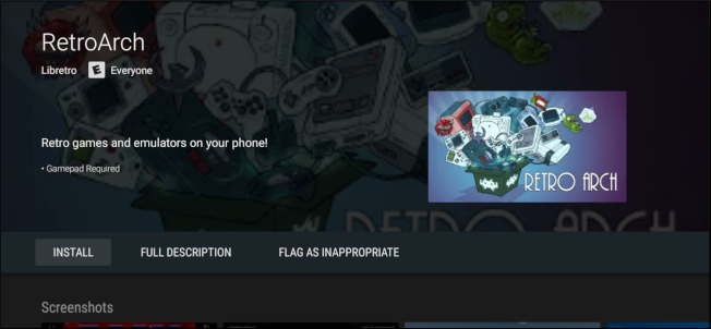 RetroArch в Google Play Store на SHIELD