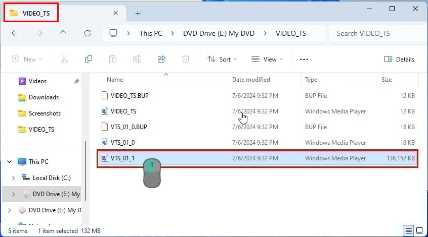 Открытие VTS-файла в плеере