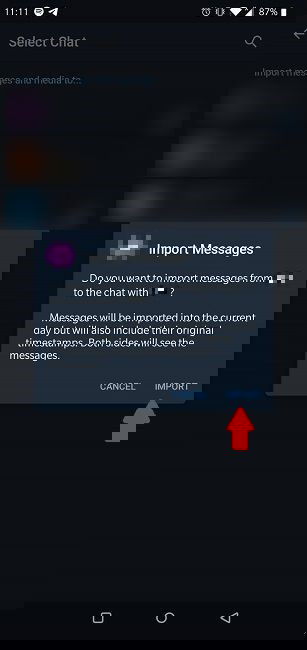 Подтвердите импорт данных в Telegram