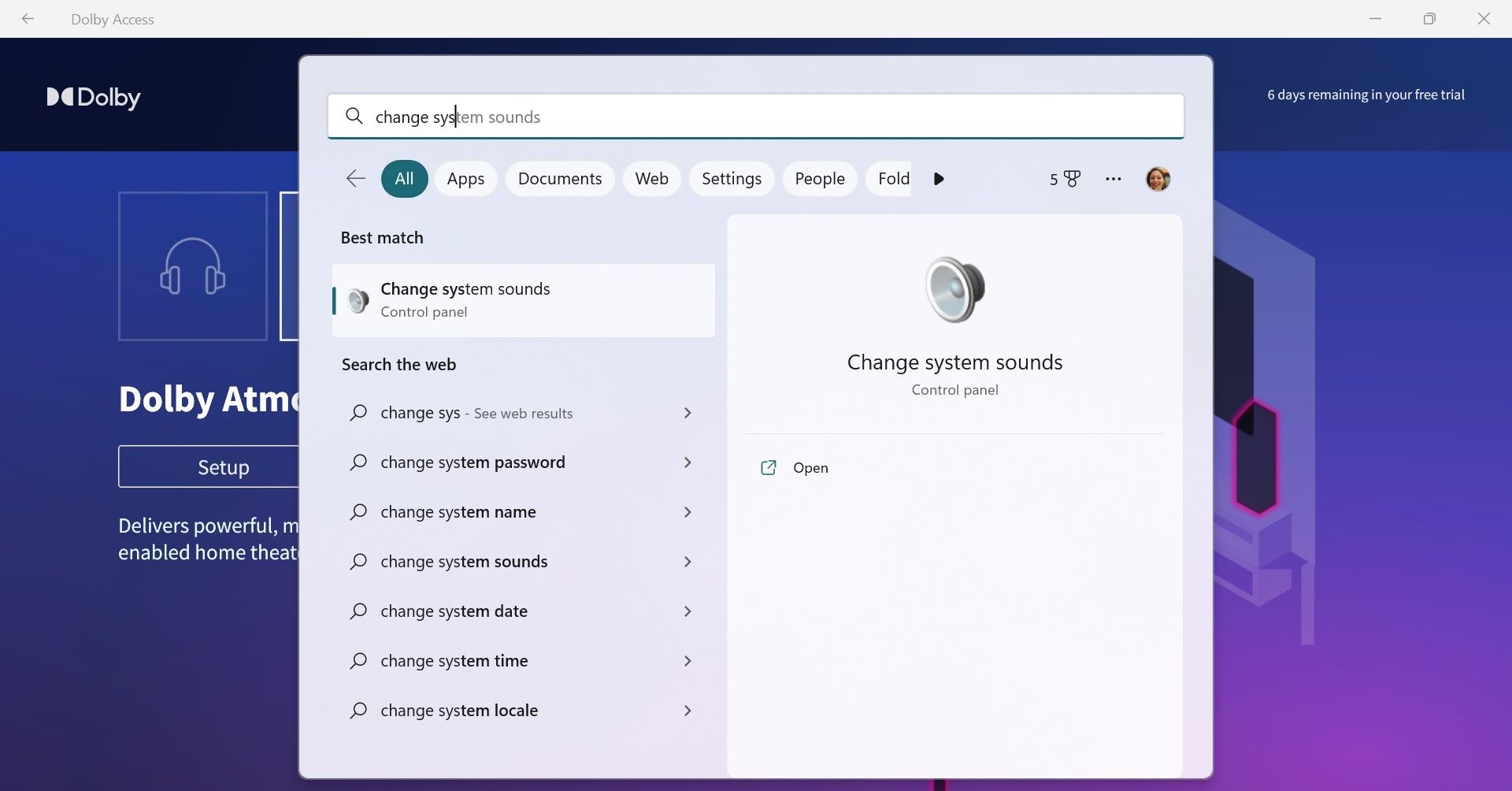 Поиск: изменить системные звуки