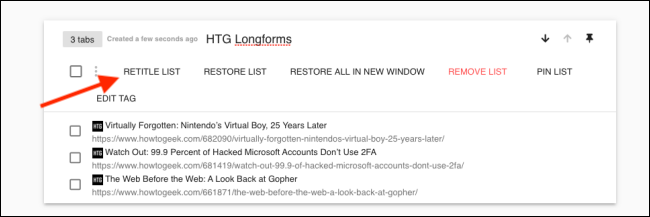 Нажмите Retitle List