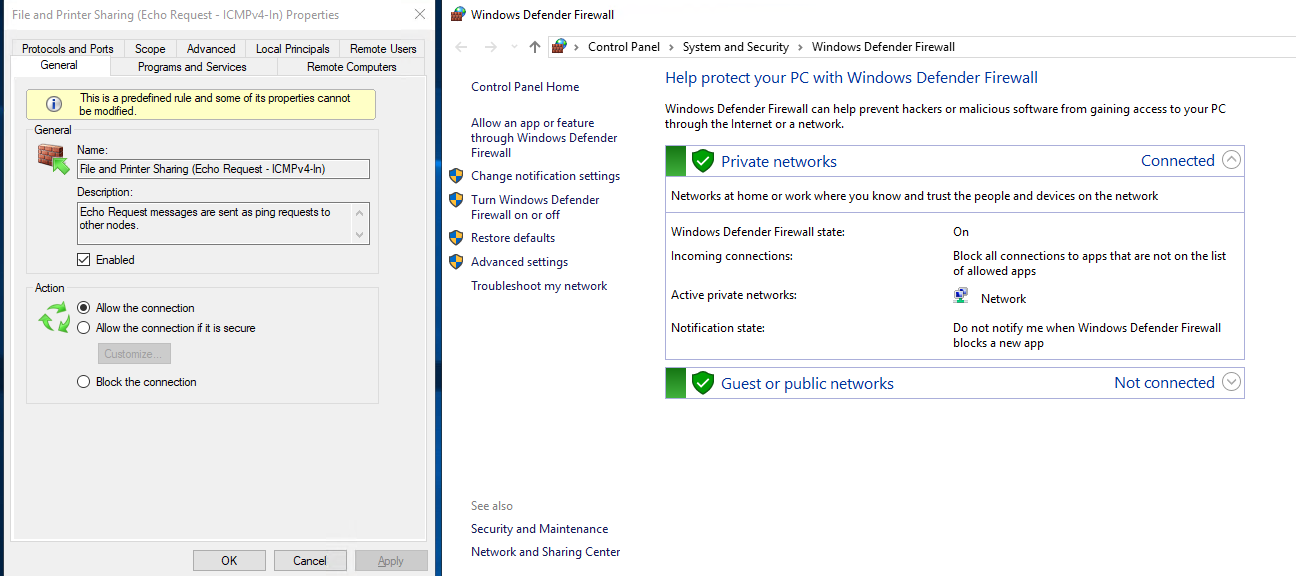 Проверка настроек брандмауэра