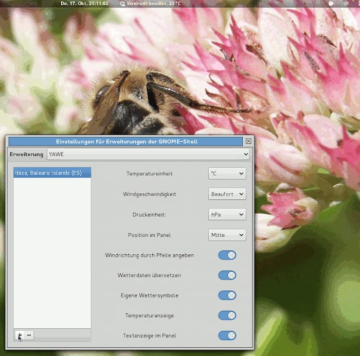 Расширение OpenWeather: иконка в панели и подробный прогноз