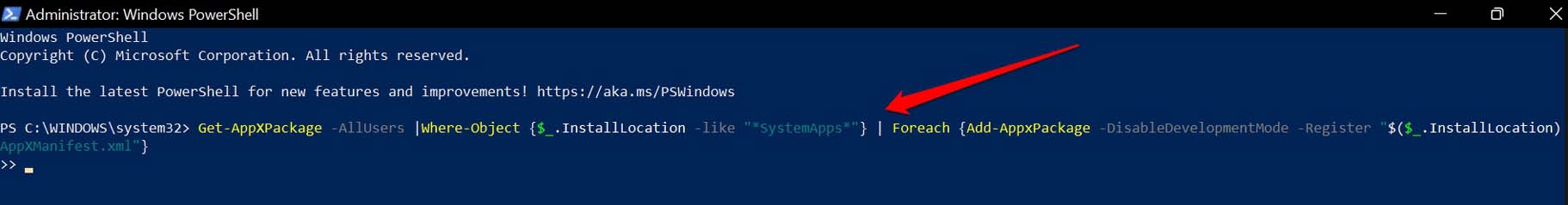Reregister les applications Windows