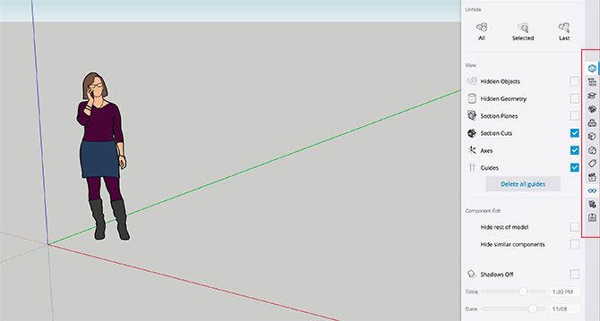 Панель материалов и компонентов SketchUp