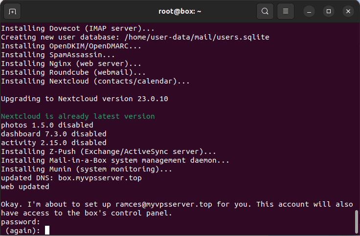 Скриншот запроса пароля для нового почтового аккаунта.