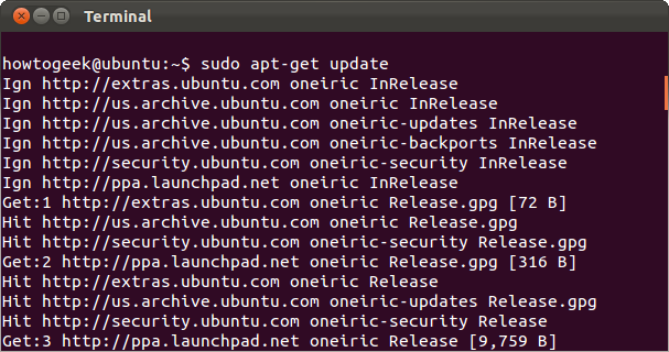 Обновление списка пакетов apt-get update