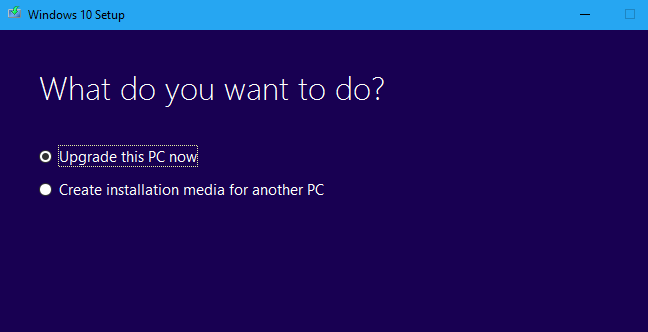 Мастер установки Windows 10 с опцией обновления этого ПК