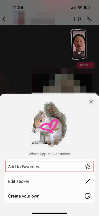 Aggiungere a Preferiti lo sticker in WhatsApp su iOS