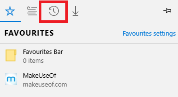Кнопка 'История' со значком часов