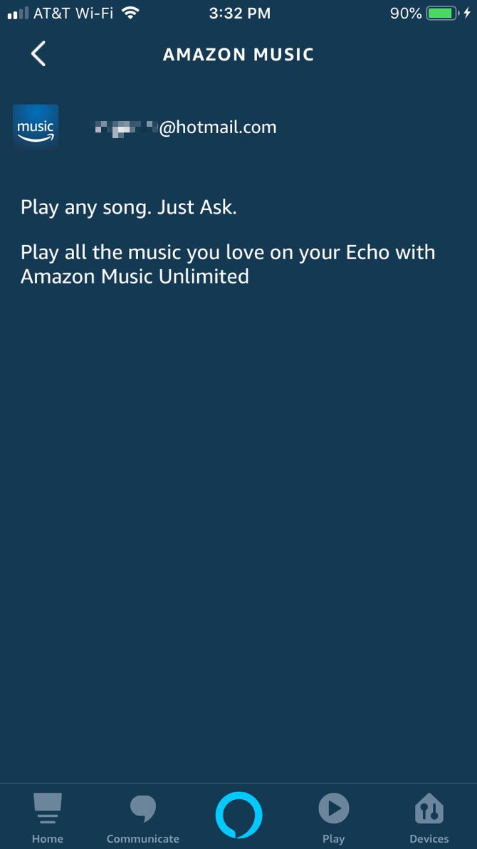 Аккаунт Amazon Music в приложении Alexa на iPhone