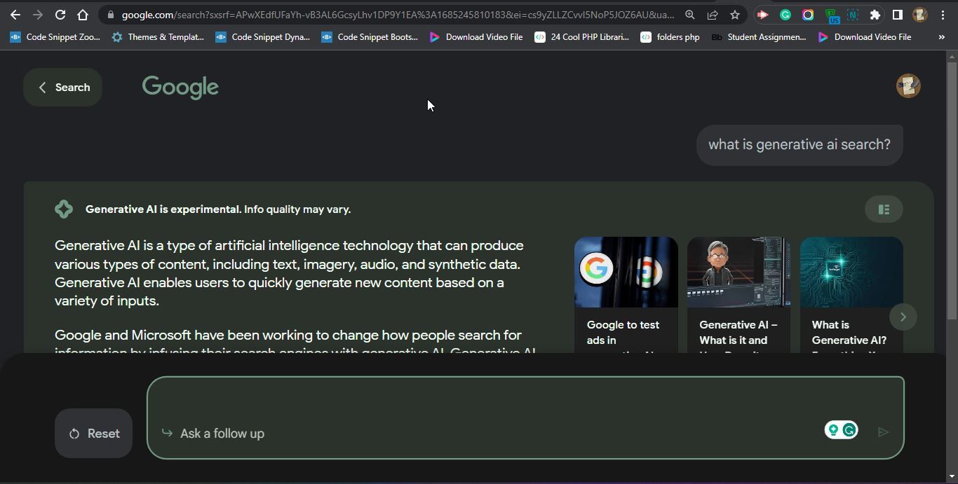 Генеративный ИИ в результатах Google Search