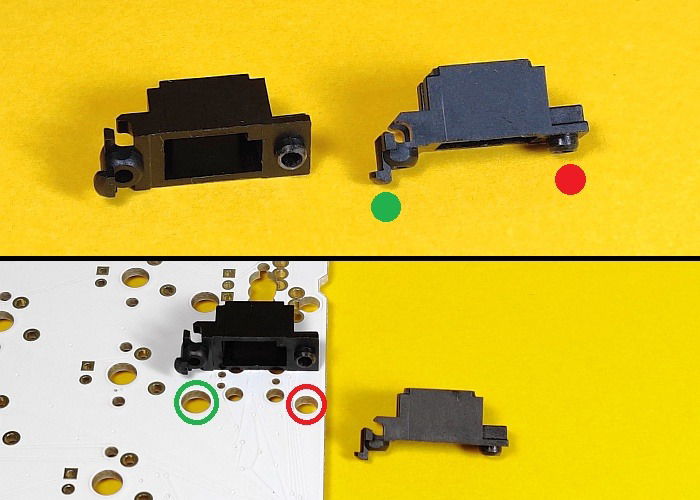 Вид снизу корпуса стабилизатора, цветовые метки
