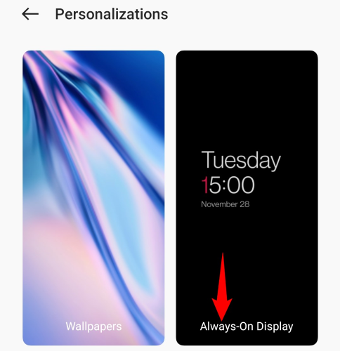 Выберите раздел «Always‑On Display».