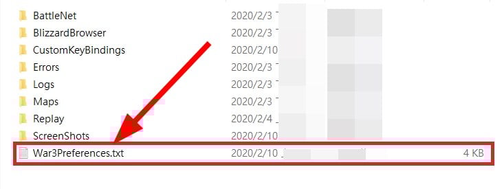 Файл War3Preferences.txt в папке документов
