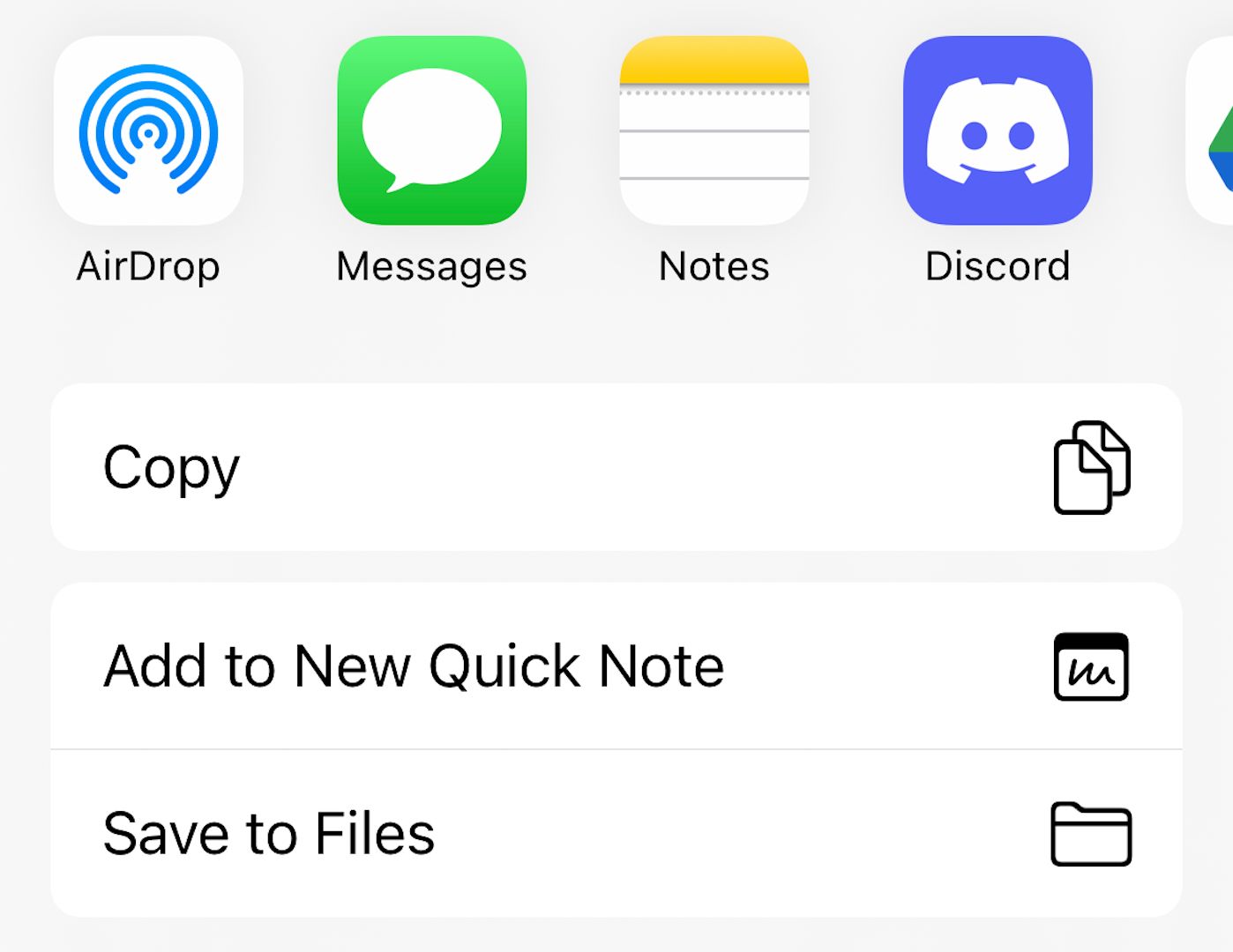 Меню «Поделиться» на iPhone.