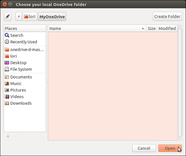 Выбор локальной папки для синхронизации OneDrive-D
