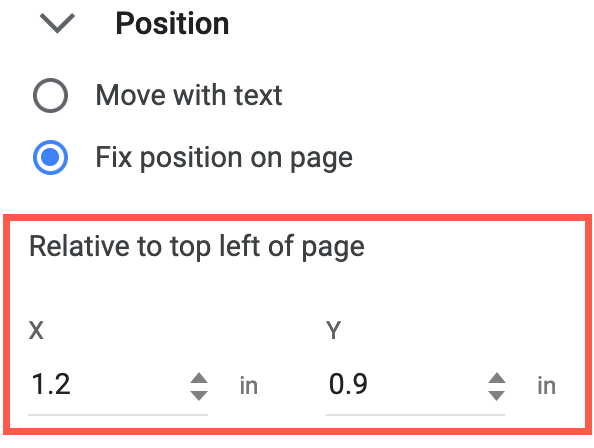 Задайте X и Y относительно верхнего левого угла