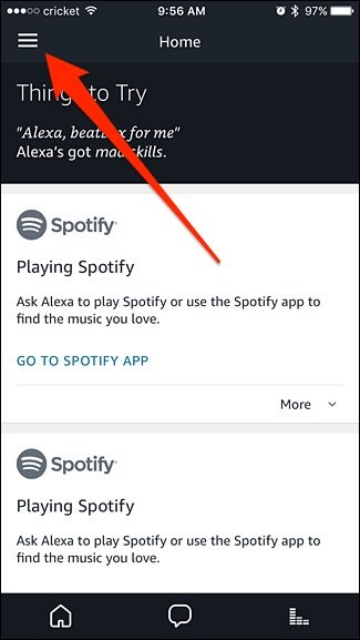 Скриншот меню Alexa с пунктом Smart Home