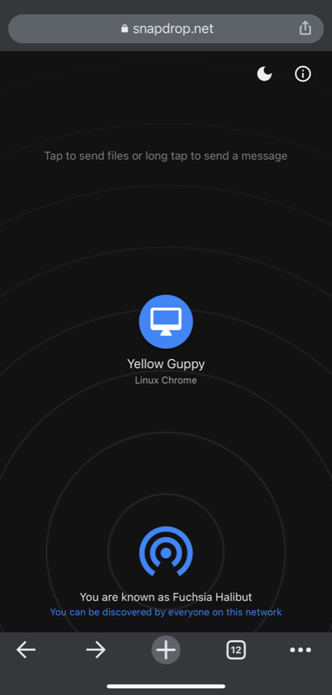 iPhone отправляет файл на Linux — выбор Буфера и Файлов