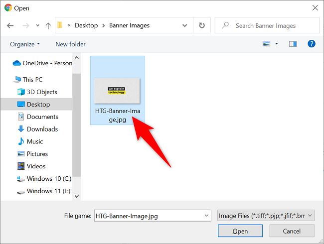 Выберите файл баннера на компьютере.