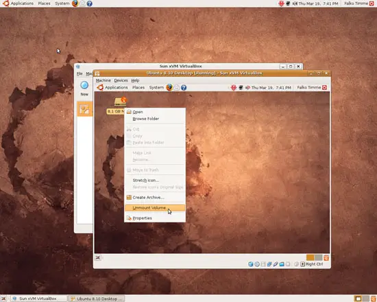 Сообщение о безопасном извлечении устройства в гостевой системе