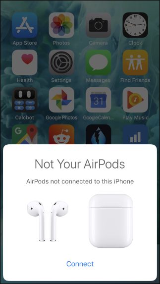 Всплывающее окно на iPhone с запросом на подключение AirPods