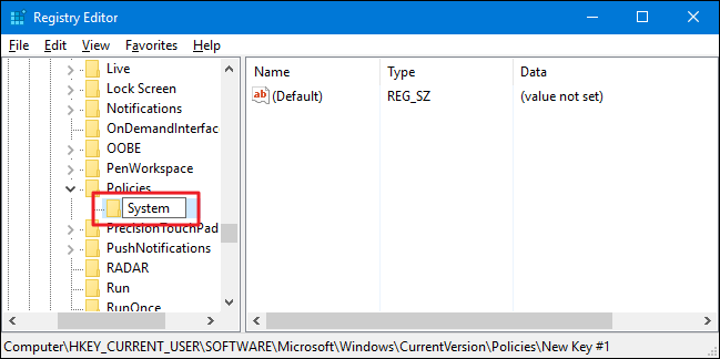 Создание значения NoDispScrSavPage