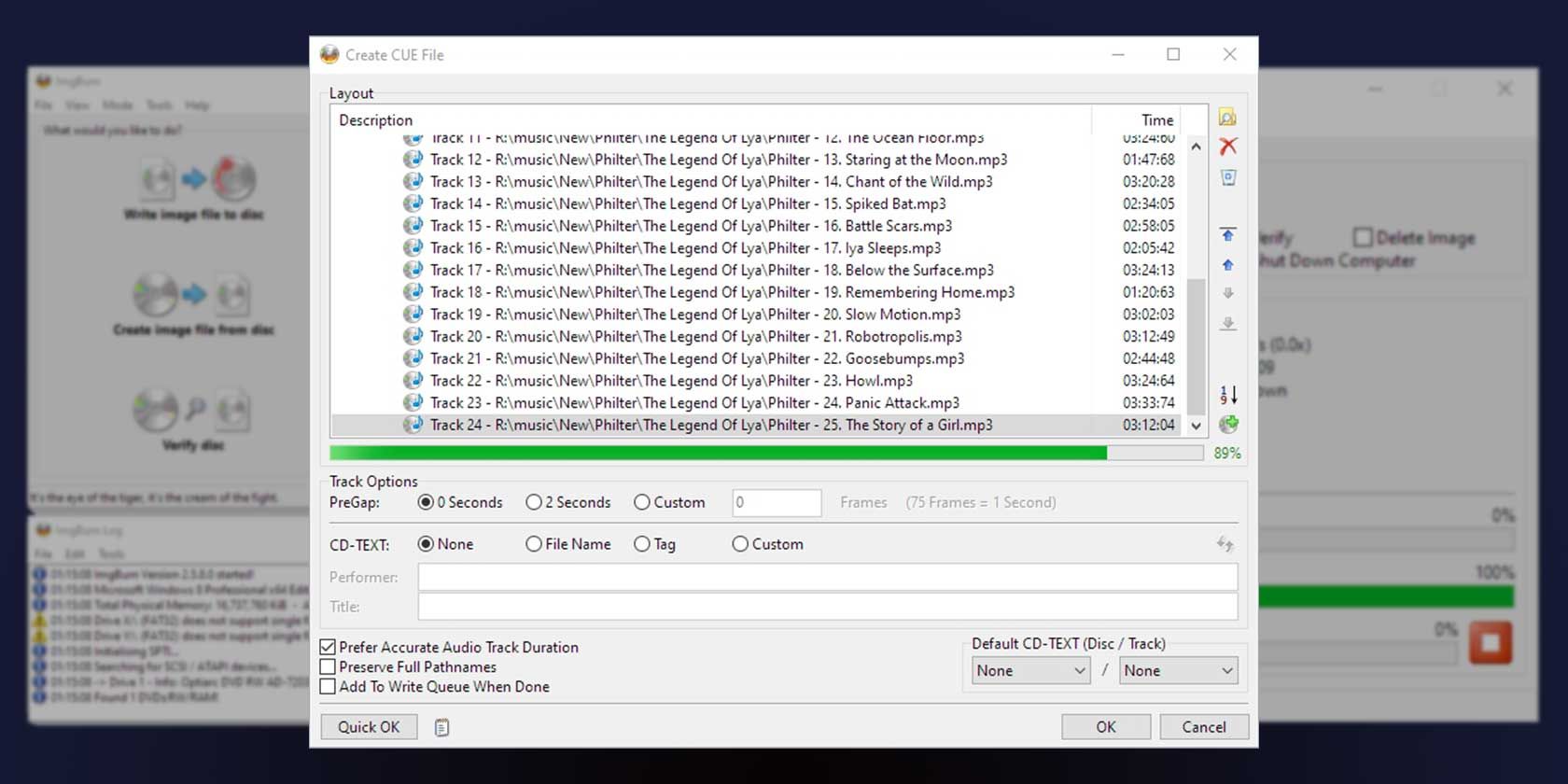 Записать MP3 на Audio CD с ImgBurn