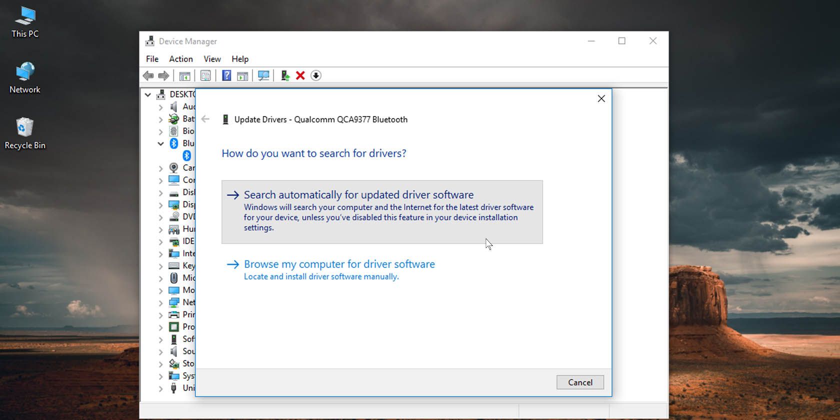 Автопоиск обновлений драйвера