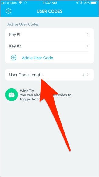 Экран приложения: выбор длины кода пользователя (4-8 цифр)
