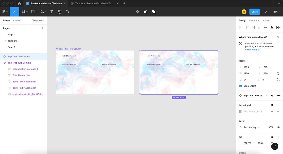 Figma with two duplicated frames side-by-side.