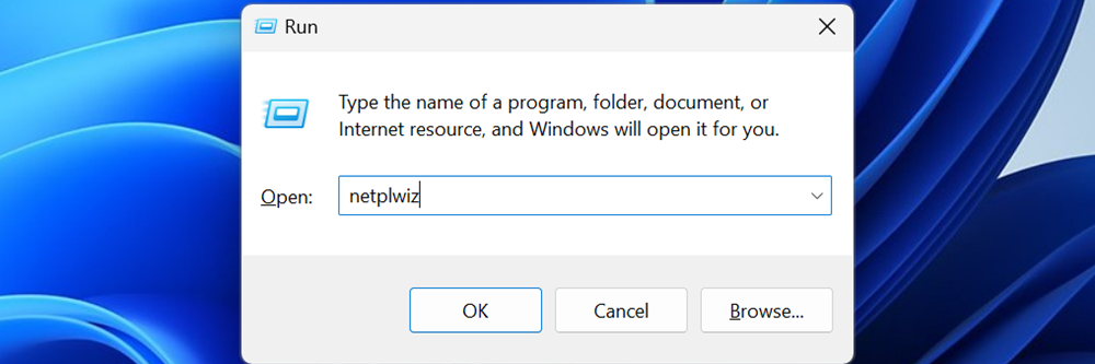 Вызов netplwiz через окно Выполнить.