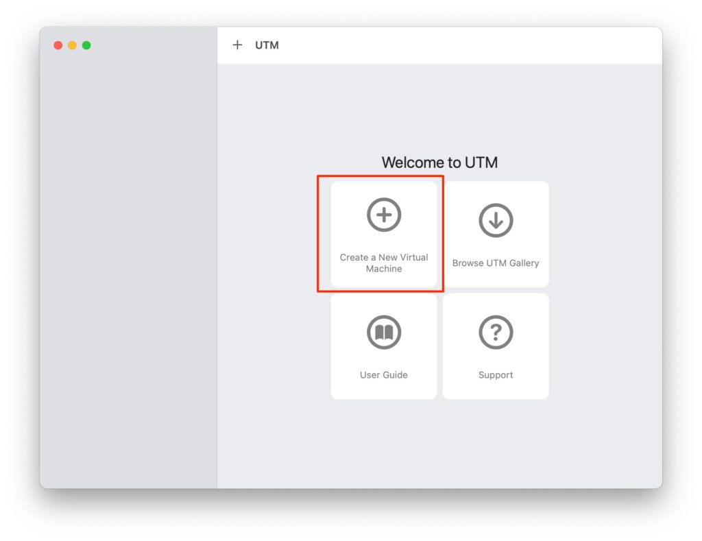 Создание новой VM в UTM