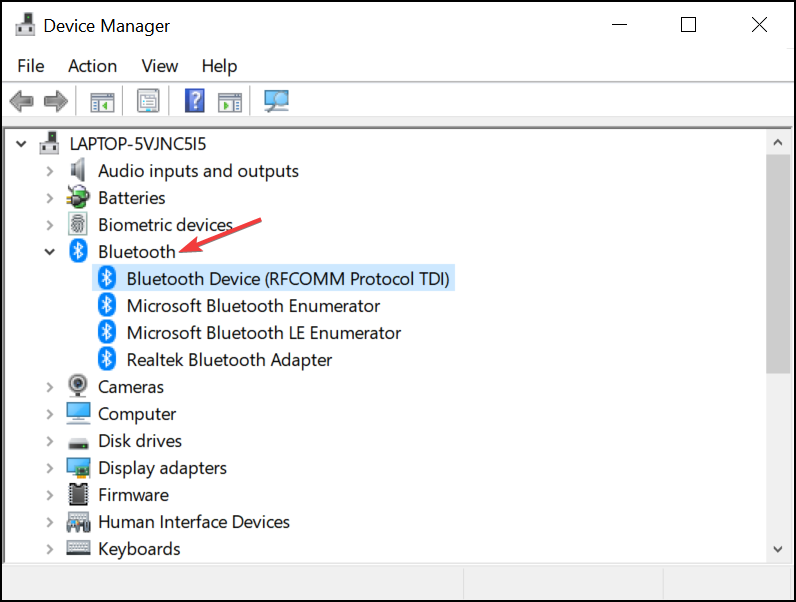 Раздел Bluetooth в Диспетчере устройств