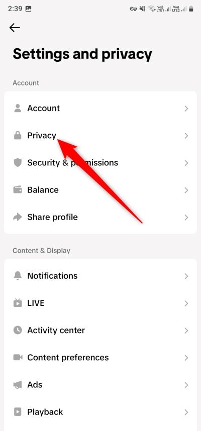 tiktok privacy option