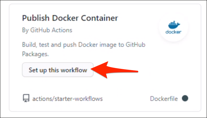 Опция «Publish Docker Container» в шаблоне действий.