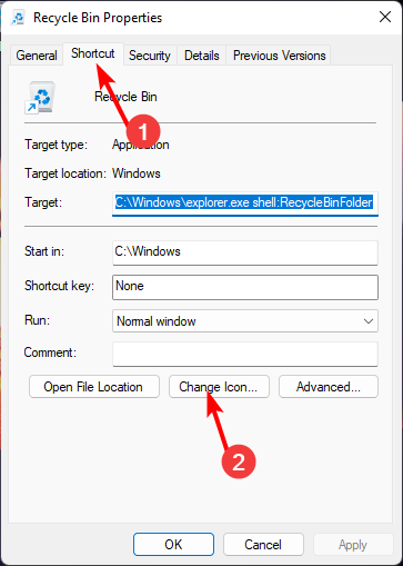 Смена иконки ярлыка Корзины