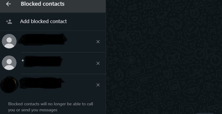 Добавление контакта в список заблокированных