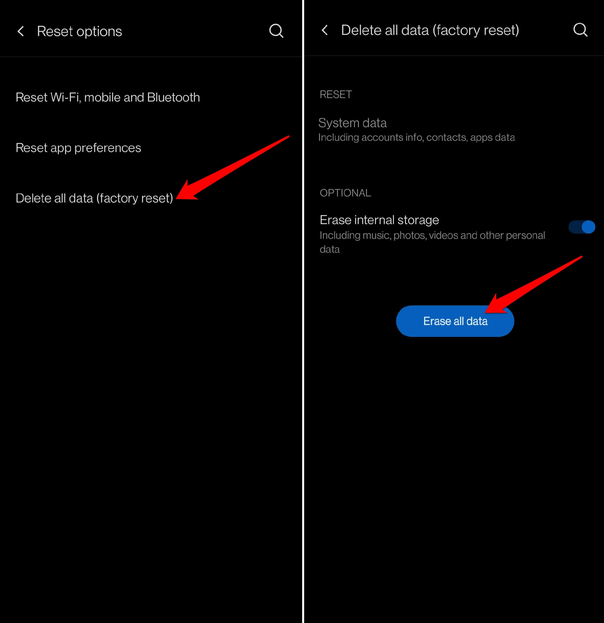 Сброс устройства до заводских настроек
