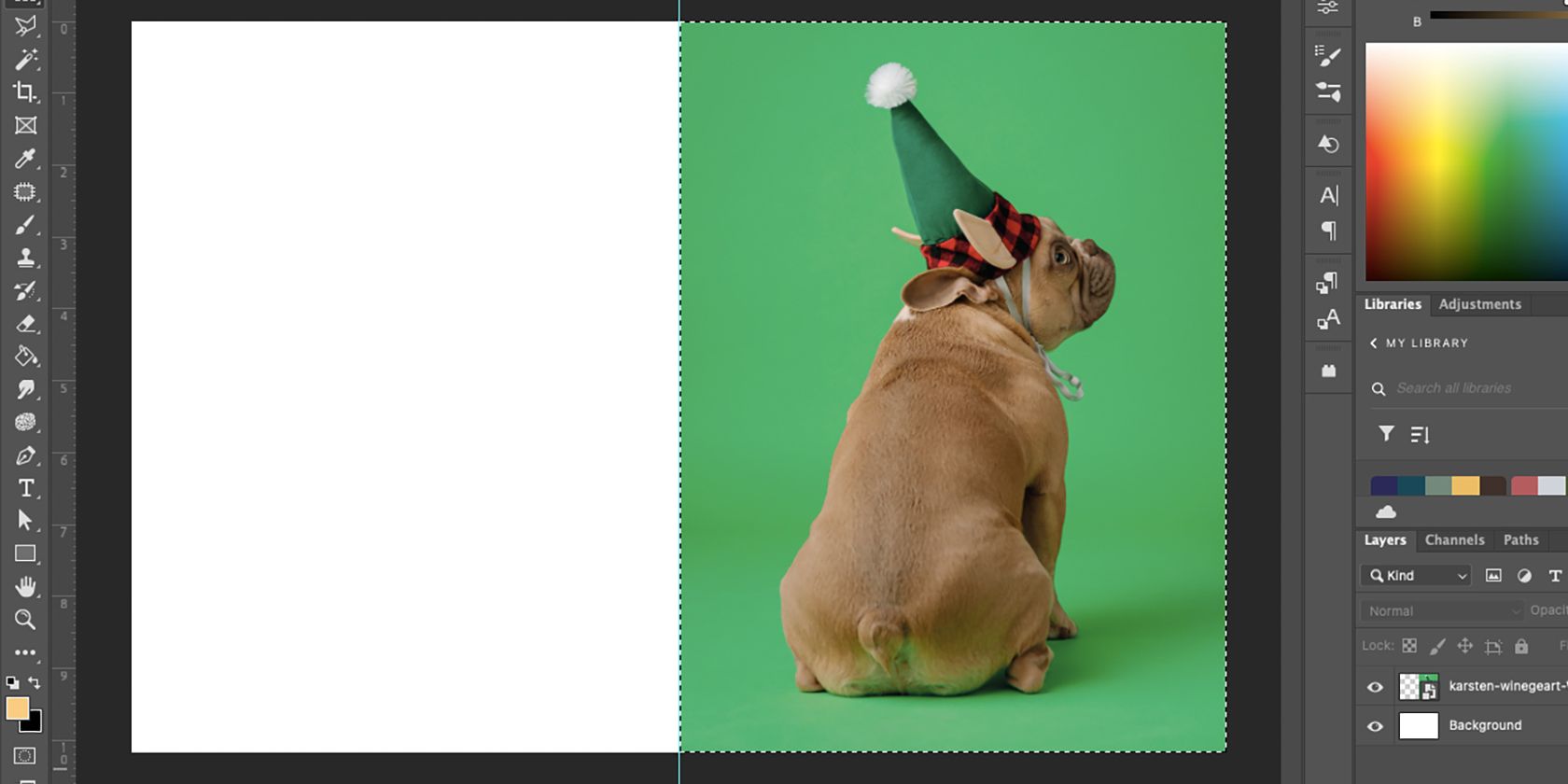 Artboard half selected in Photoshop.