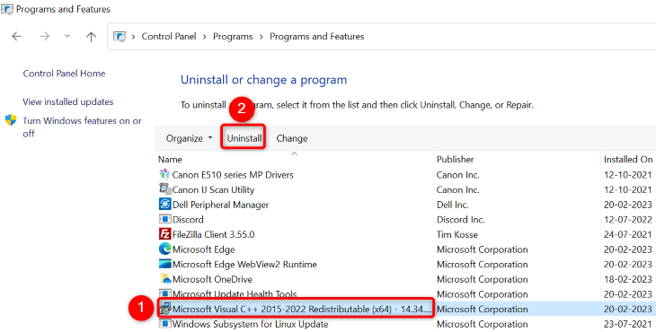 Выберите пакет и нажмите «Удалить».