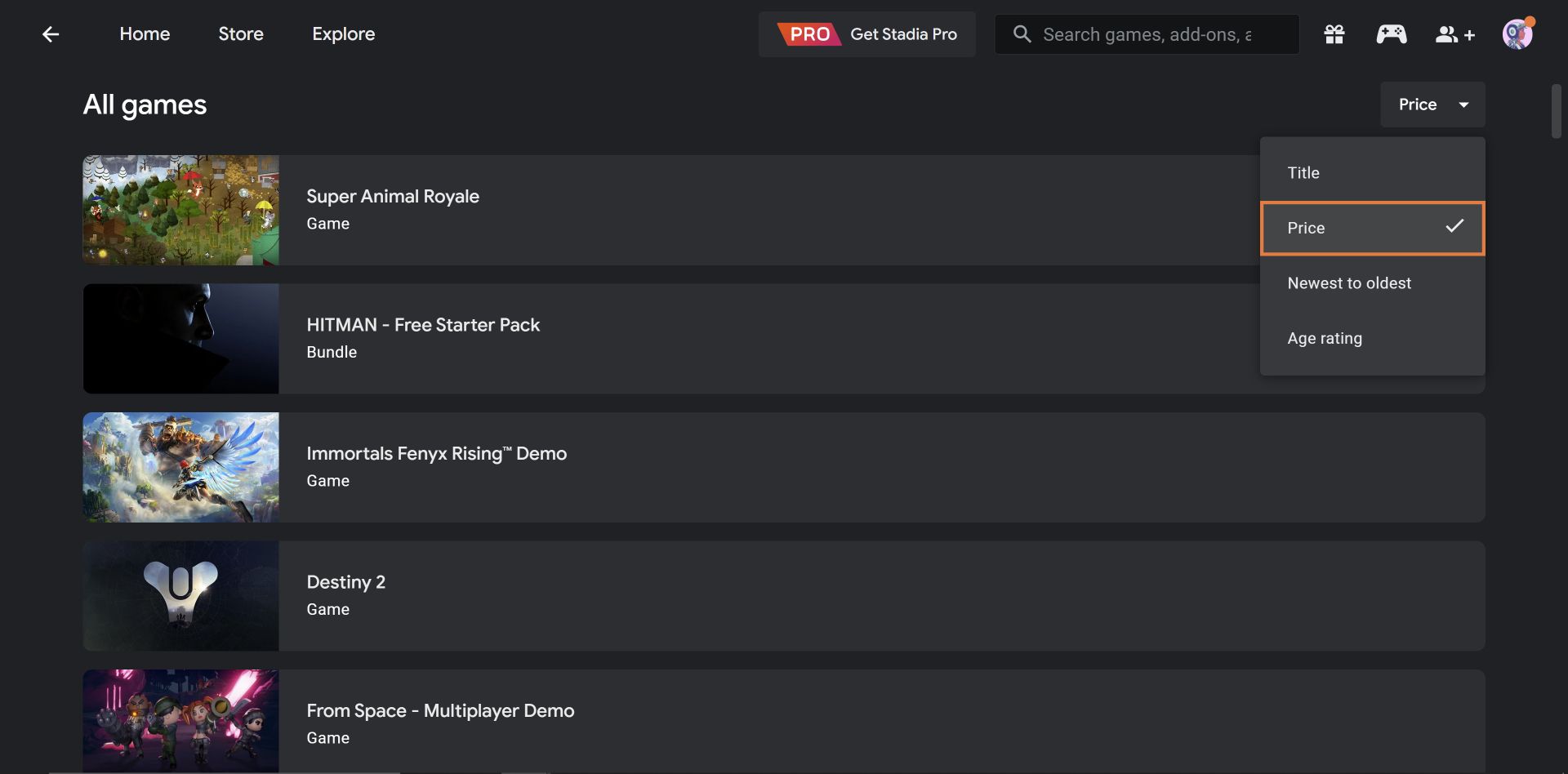 Все бесплатные игры Google Stadia, отсортированные по цене