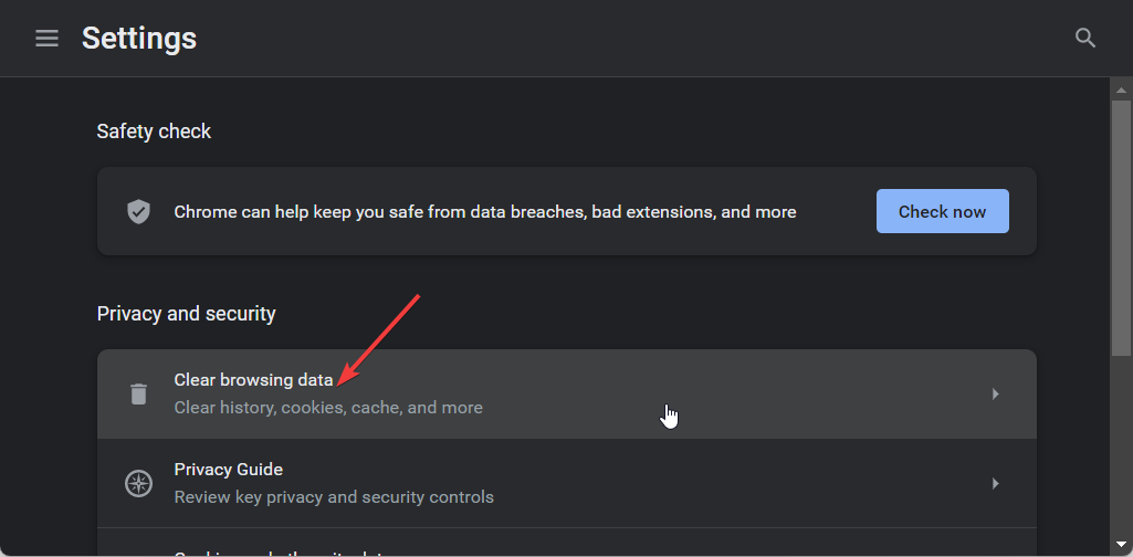 Окно настроек Google Chrome: очистка данных браузера