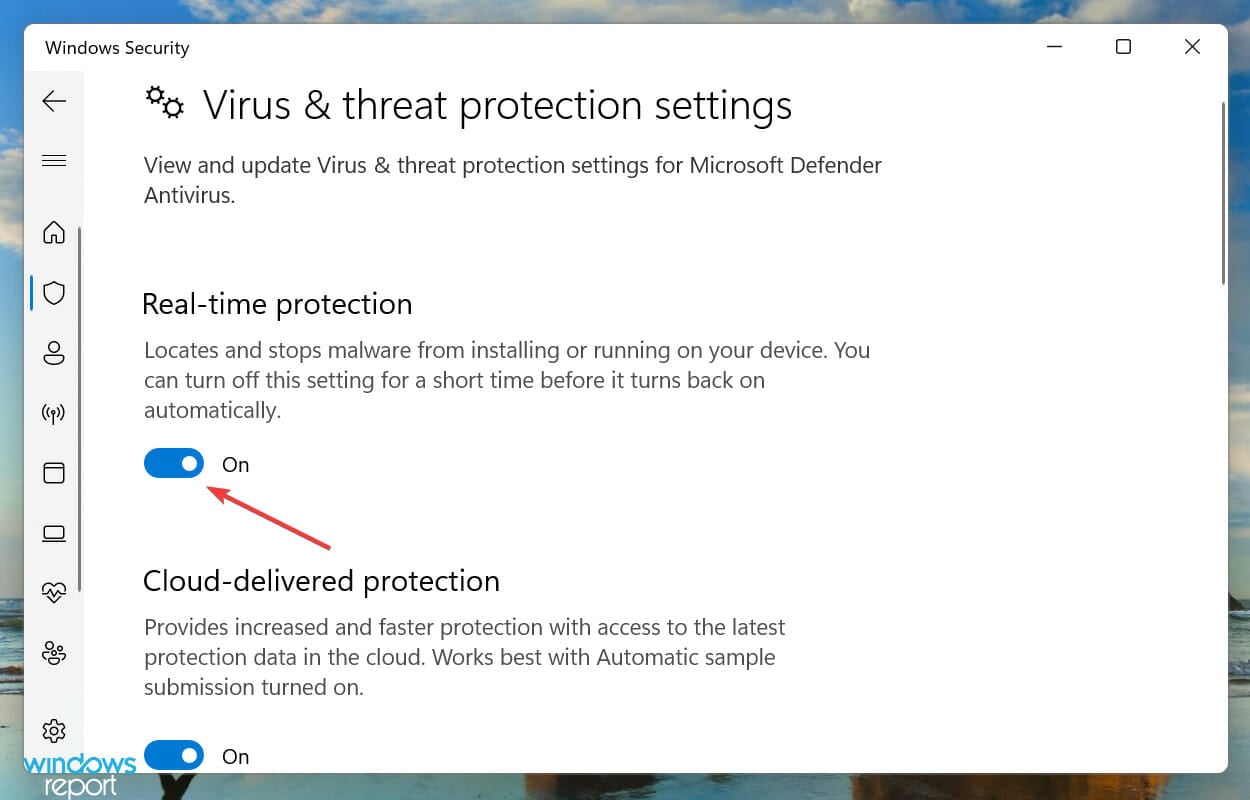 Disable Real-time protection to fix resident evil 7 fatal application exit