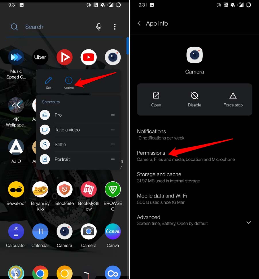 Разрешения приложения Камера на Android