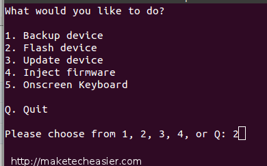 Выбор устройства для прошивки