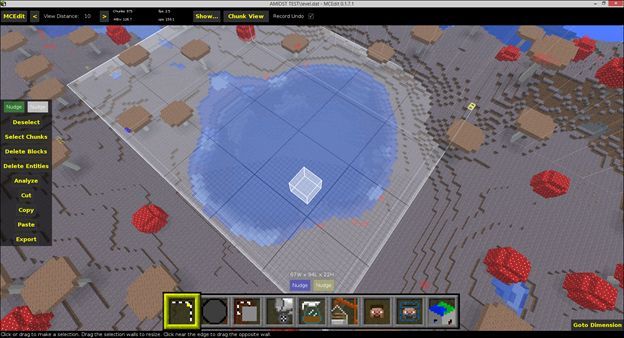 Выделение озера в MCEdit